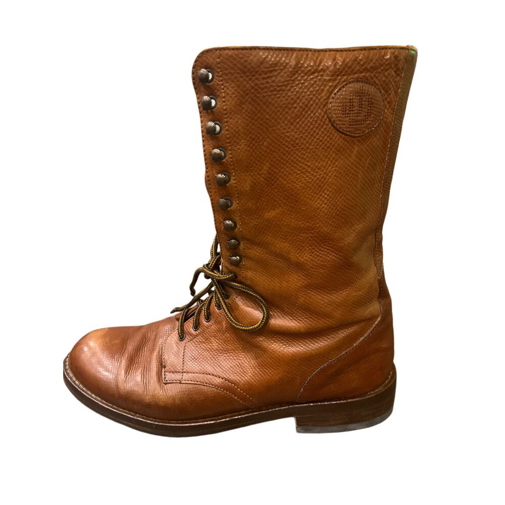 Vintage Joan & David Brown Leather Lace-Up Boots